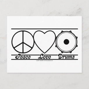 Peace Kärlek och Drums Vykort