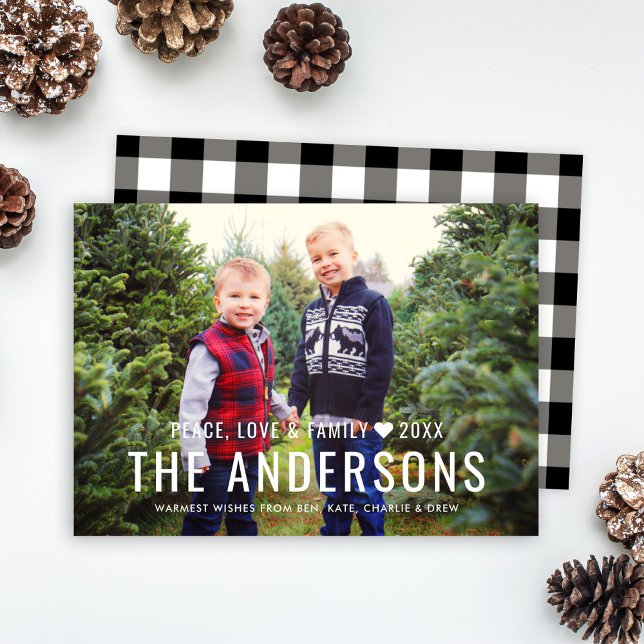 Peace Kärlek och Family Black Buffalo Play Photo Julkort (Skapare uppladdad)