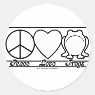 Peace Kärlek och Frogs Runt Klistermärke