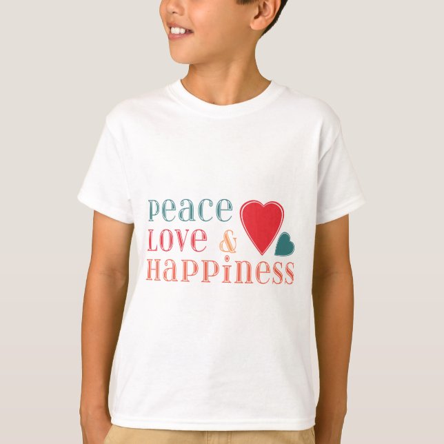Peace Kärlek och Happity Soutning T Shirt (Framsida)