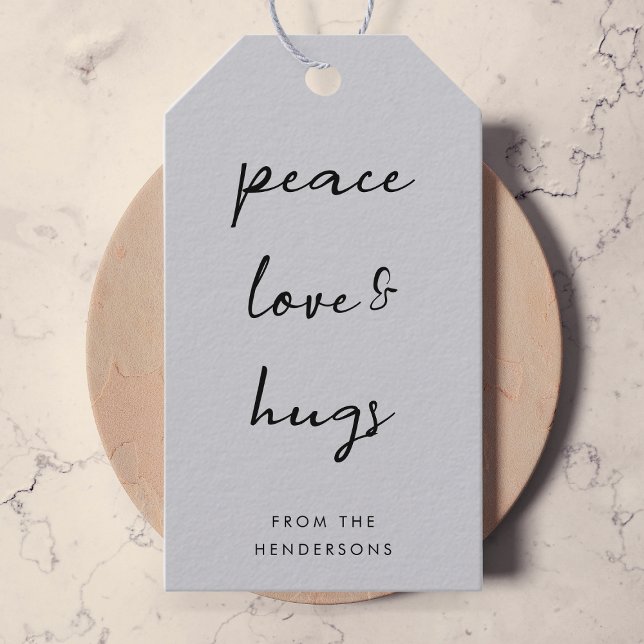 Peace Kärlek och Hugs | Dove Grått Elegant jul Presentetikett (Skapare uppladdad)