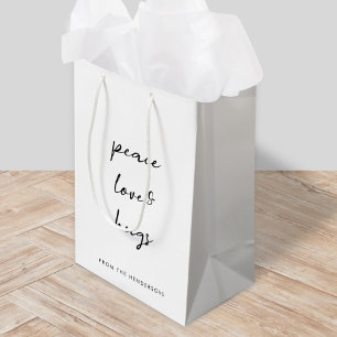 Peace Kärlek och Hugs minimal, enkel jul i vitt