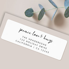 Peace Kärlek och Hugs | Minimal jul Adress Returadress Etikett