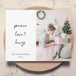 Peace Kärlek och Hugs | Minimal julfoto Julkort