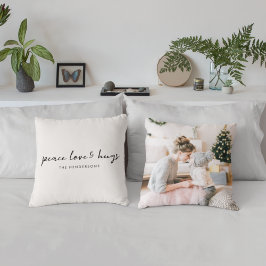 Peace Kärlek och Hugs | Minimal julfoto Kudde