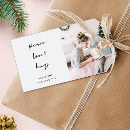 Peace Kärlek och Hugs | Minimal julfoto Presentetikett