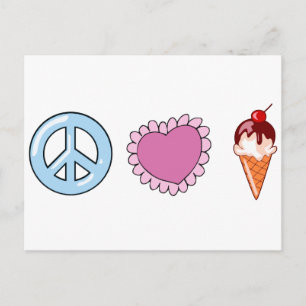 Peace Kärlek och Ice Cream Vykort