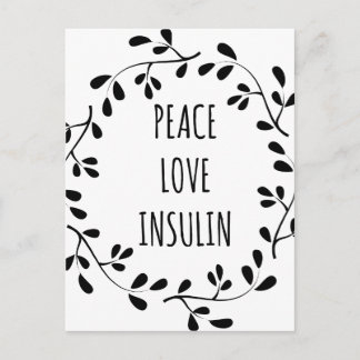 Peace Kärlek och Insulin Vykort