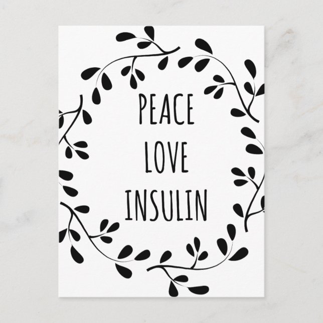 Peace Kärlek och Insulin Vykort (Framsida)