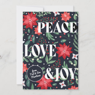 Peace Kärlek och Joy-Blommigten Julkort