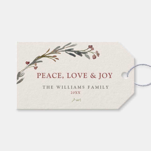Peace Kärlek och Joy Botanical Presentetikett (Framsidan (Horisontell))