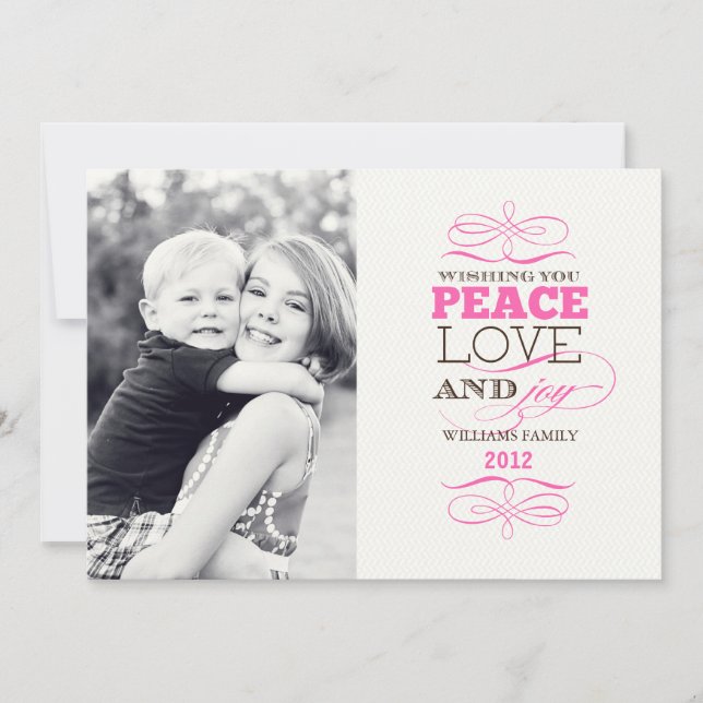 Peace Kärlek och Joy Cards Julkort (Framsida)