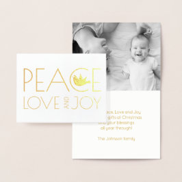 Peace kärlek och Joy dove julfoto guld Folierat Kort