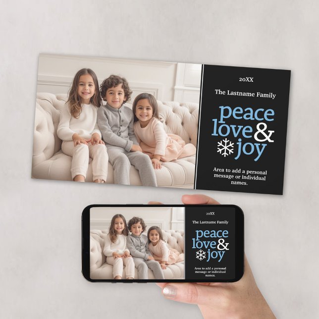Peace Kärlek och Joy - Enkelt julfoto Julkort (Download this Christmas Photo Card and add it to your social media and send it electronically!)