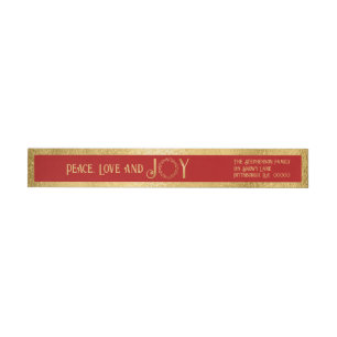 Peace Kärlek och Joy Faux Guld-andedräkten - Röd Etikettband
