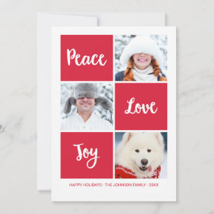 Peace Kärlek och Joy Helgdag-fotokort Julkort