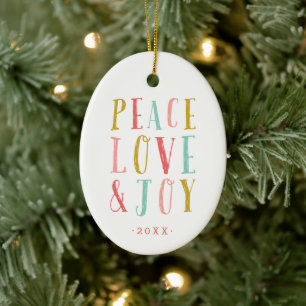 Peace Kärlek och Joy Helgdag Photo Ornament