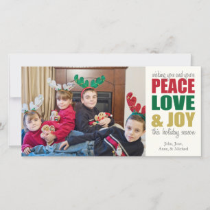 Peace Kärlek och Joy Jul-fotokort Julkort
