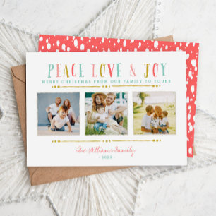 Peace Kärlek och Joy Photo Collage Helgdag Card Julkort
