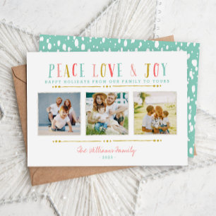 Peace Kärlek och Joy Photo Collage Helgdag Card Julkort