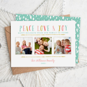 Peace Kärlek och Joy Photo Collage Helgdag Card Julkort