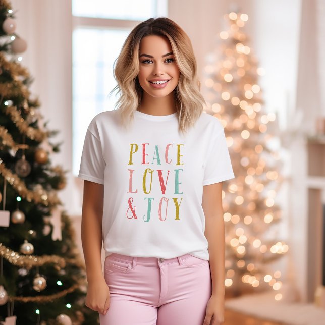 Peace Kärlek och Joy Whimsical Helgdag T Shirt (Skapare uppladdad)