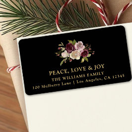 Peace Kärlek och Joy Winter Bouquet Adressetikett