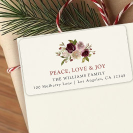 Peace Kärlek och Joy Winter Bouquet Adressetikett
