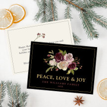 Peace Kärlek och Joy Winter Bouquet Black