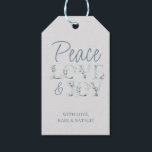 Peace Kärlek och Joy Winter Greenery Watercolor Presentetikett<br><div class="desc">Personligen Peace Kärlek & Joy presenterar märkre för vintern och jultomtejulhelgen. Typografi med handskriven avslappnad och vinter-grön vinterslogg i blå och grönt nyans.</div>