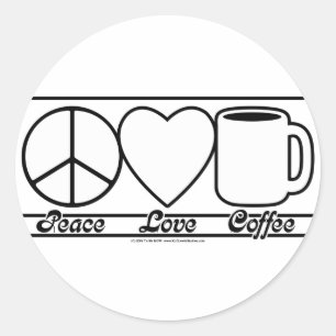 Peace Kärlek och kaffe Runt Klistermärke