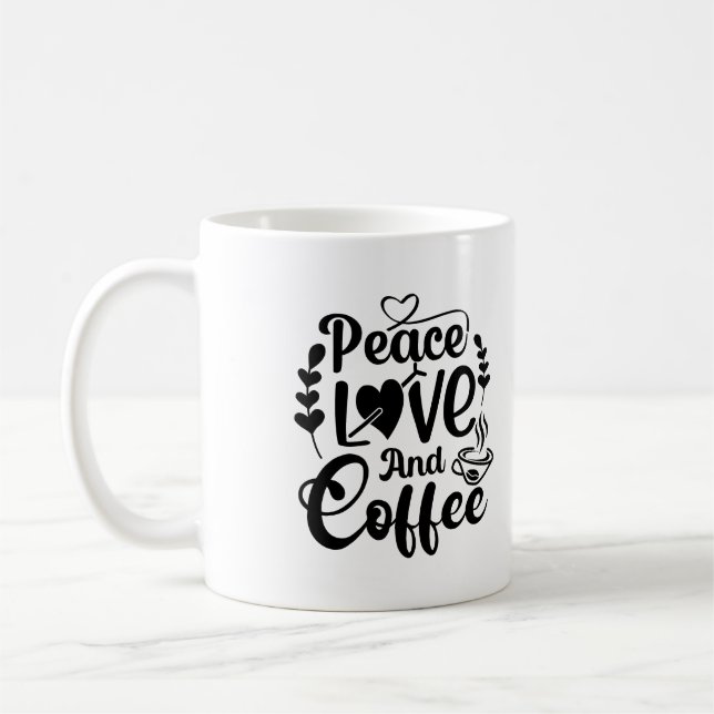 Peace Kärlek och kaffetypgrafi Mugg (Vänster)