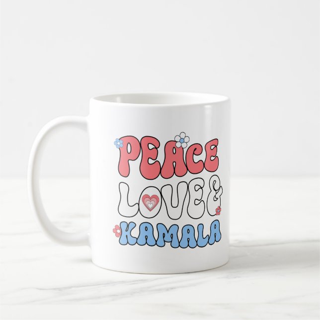 Peace Kärlek och Kamala Harris 2024 Kaffemugg (Vänster)