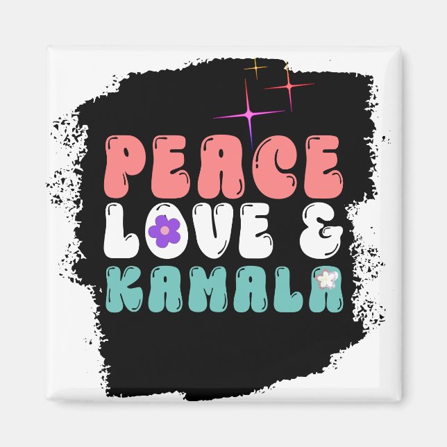 Peace Kärlek och Kamala Harris 2024 till president Magnet (Framsidan)