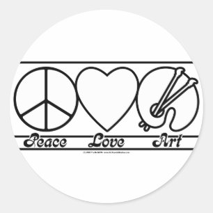 Peace Kärlek och konst Runt Klistermärke