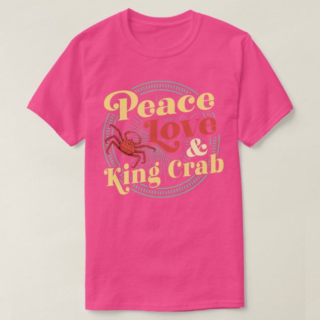 Peace Kärlek och Kung Crab New Orleans Louisiana T Shirt (Design framsida)