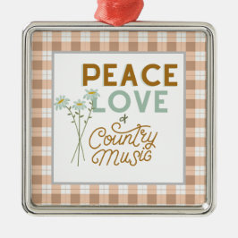 Peace Kärlek och Land Music Julgransprydnad Metall