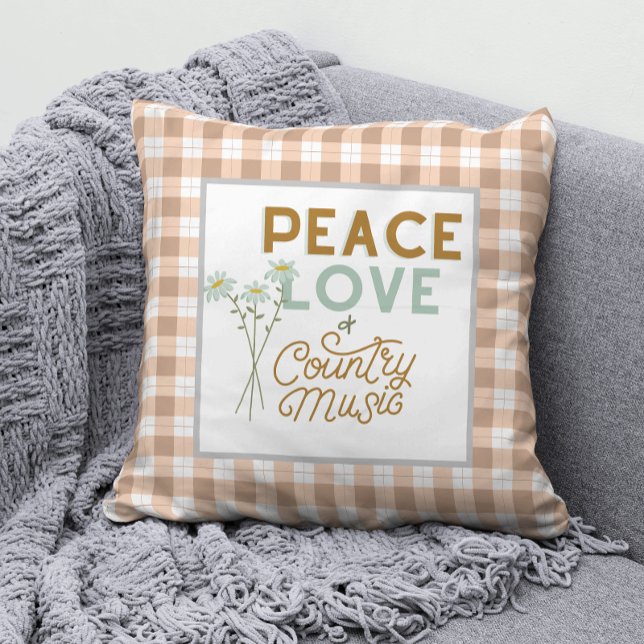 Peace Kärlek och Land Music Kudde (Find coordinating gifts & gear in the Peace Love & Country Music Collection)