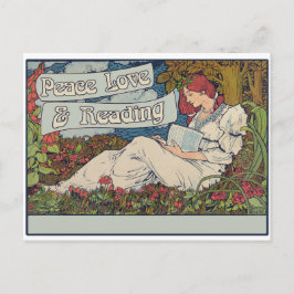 Peace kärlek och läsning vykort