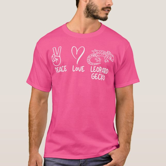 Peace Kärlek och Leopard Geckos T Shirt (Framsida)