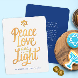 Peace Kärlek och Light Hanukkah Card Julkort