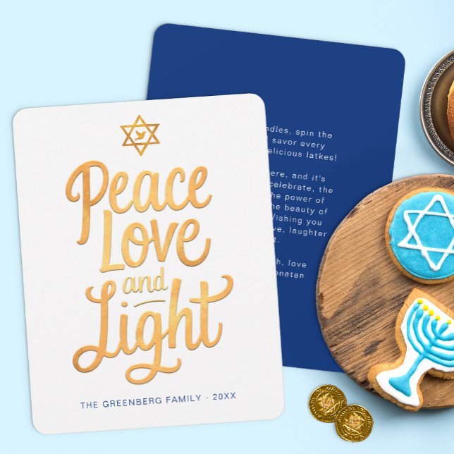 Peace Kärlek och Light Hanukkah Card Julkort (Peace Love & Light Hanukkah Card)