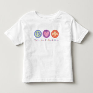 Peace Kärlek och Mardi Gras T Shirt