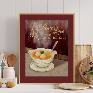 Peace Kärlek och Matzah Boll Kitchen Art Skriv ut Poster