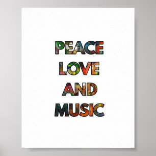 Peace Kärlek och Music Quote Poster