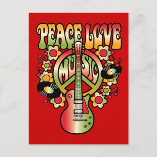 Peace Kärlek och Music Vykort