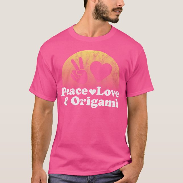 Peace Kärlek och Origami T Shirt (Framsida)