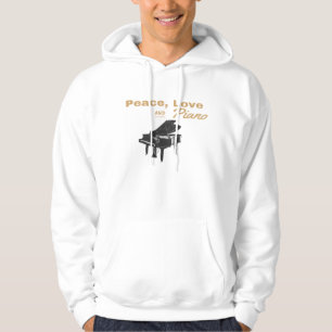 Peace Kärlek och Piano Grand Piano Pianist Hoodie