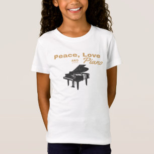 Peace Kärlek och Piano Grand Piano Pianist T Shirt