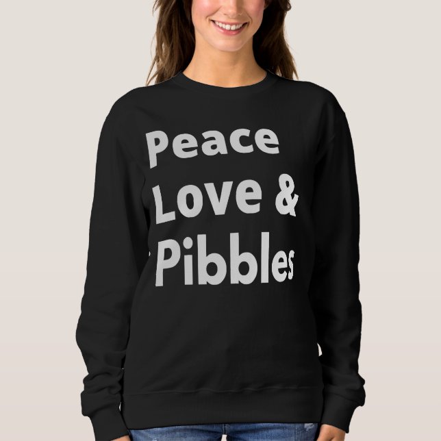 Peace Kärlek och Pibbles Pitbull Mamma T Shirt (Framsida)